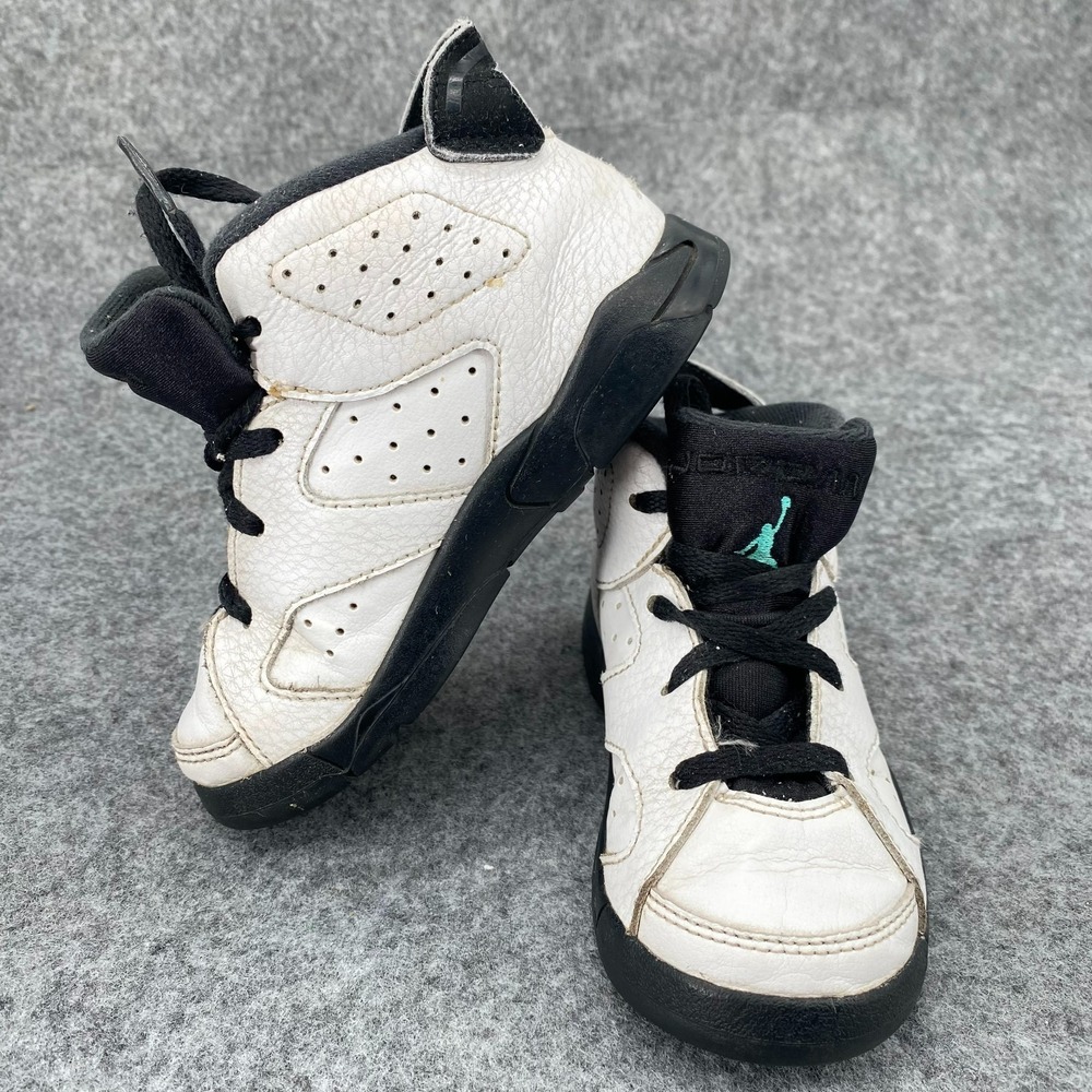 Nike Air Jordan Retro VI 6 Sneaker White Black Hyper Jade Size 9C 384667-122